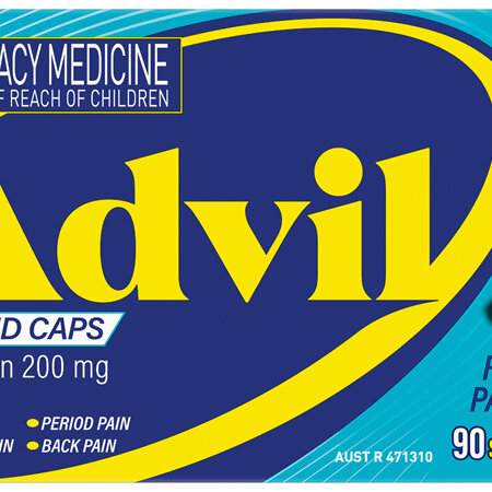 Advil Liquid Capsules, 200mg Ibuprofen 90 Pack - AU