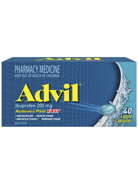 Advil Liquid Capsules for Fast & Effective Pain Relief 200mg Ibuprofen 40 Pack