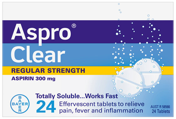 Aspro Clear Pain Relief Aspirin 24 Soluble Effervescent Tablets
