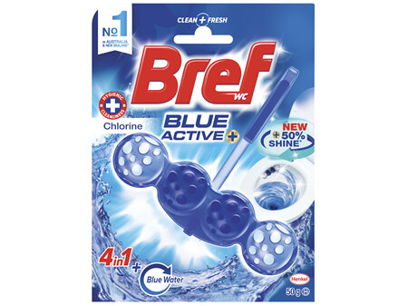 Bref Blue Active Chlorine,Rim Block Toilet Cleaner, 50g