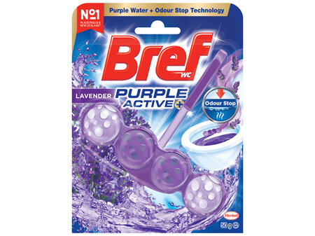 Bref Purple Active Lavender, Rim Block Toilet Cleaner, 50g