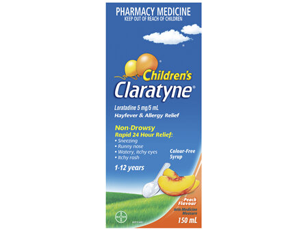 Children's Claratyne Allergy & Hayfever Relief Syrup Peach Flavour 150mL