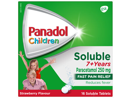 Children's Panadol 7+ Years Soluble Tablets Strawberry 16 Tablets