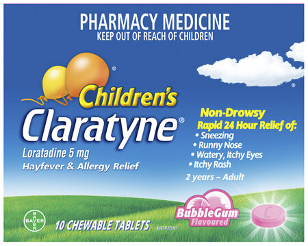 Claratyne Children's Hayfever & Allergy Relief Antihistamine Bubblegum Flavoured Chewable Tablets