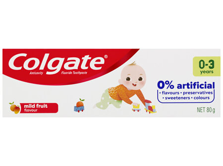 Colgate Kids Toothpaste 0-3 Years Mild Fruit Flavour Anticavity Fluoride Toddler Toothpaste No