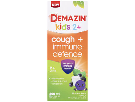 Demazin Kids 2+ Cough + Immune Defence Syrup Natural Berry Flavour 200mL