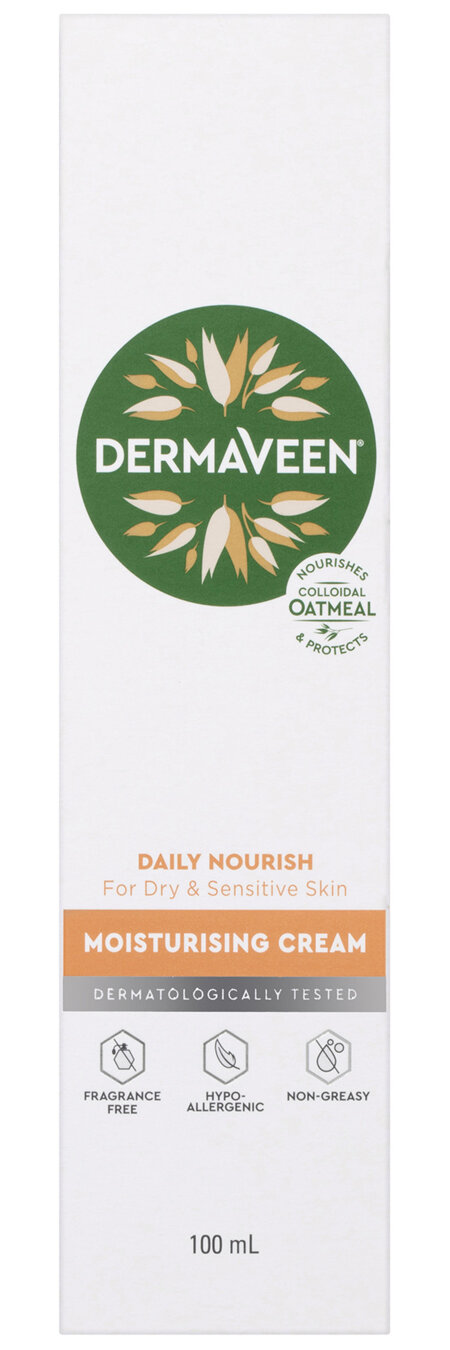 DermaVeen Daily Nourish Moisturising Cream for Dry & Sensitive Skin 100mL