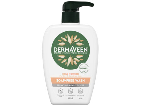 DermaVeen Daily Nourish Soap-Free Wash for Dry & Sensitive Skin 500mL