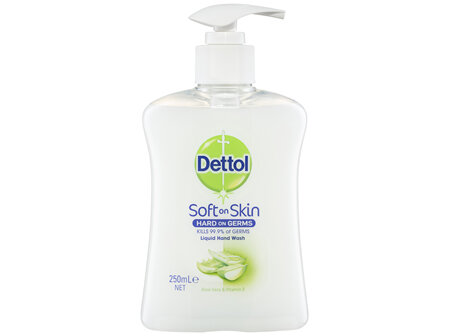 Dettol Antibacterial Liquid Hand Wash Pump Aloe Vera and Vitamin E 250mL
