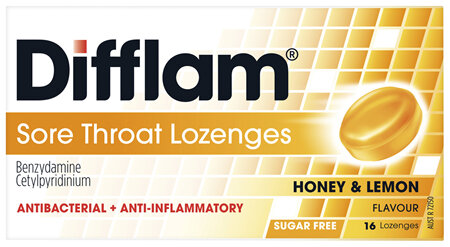 Difflam Sore Throat Lozenge Honey & Lemon Flavour 16's
