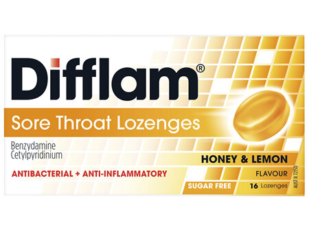 Difflam Sore Throat Lozenge Honey & Lemon Flavour 16's