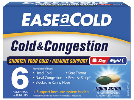 EASEaCOLD Cold & Congestion Day/Night 30 Soft Capsules