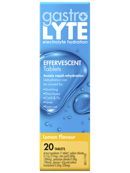 Gastrolyte Electrolyte Hydration Effervescent Tablets Lemon
