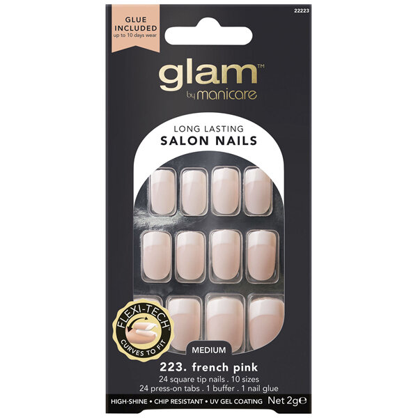 Glam By Manicare 223. French Pink Med Square Nails