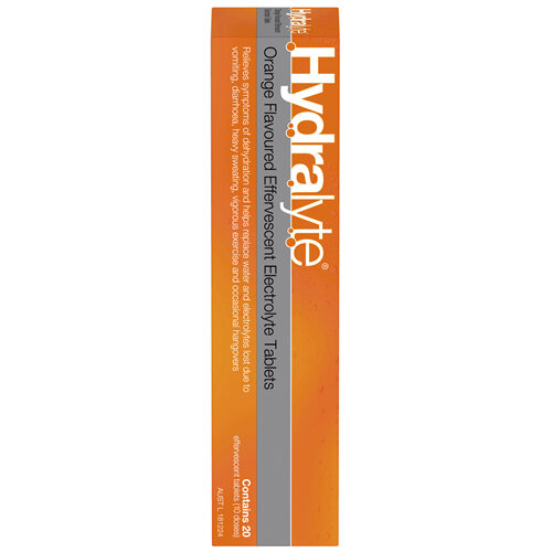 Hydralyte Effervescent Electrolyte Tablets Orange Flavoured 20 Tablets