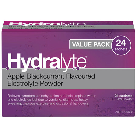 Hydralyte Electrolyte Powder Apple Blackcurrant Flavoured 24 Pack