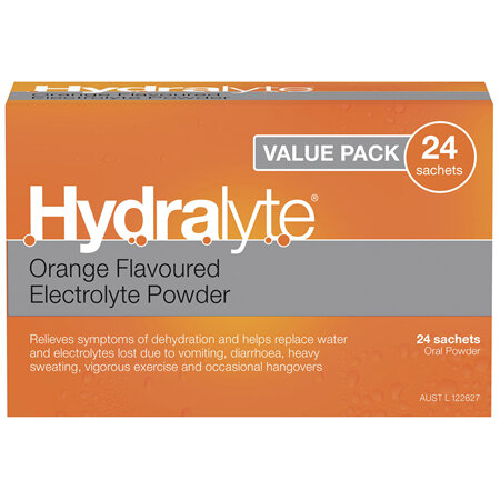 Hydralyte Electrolyte Powder Orange Flavoured 24 pack