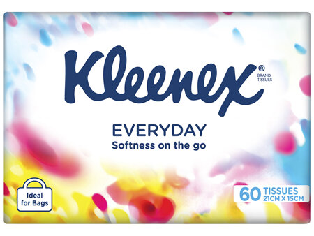Kleenex Everyday On The Go Facial Tissues 60 Pack