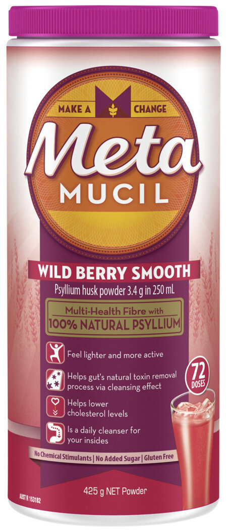 Metamucil Multi-Health Fibre with 100% Psyllium Natural Psyllium Wild Berry Smooth 72D
