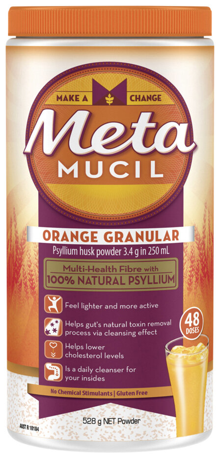 Metamucil Multi-Health Fibre with 100% Psyllium Natural Psyllium Orange Granular 48D