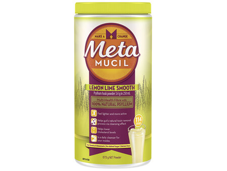 Metamucil Multi-Health Fibre with 100% Psyllium Natural Psyllium Lemon Lime Smooth 114D 673g