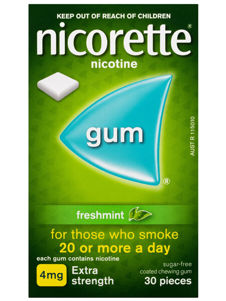 Nicorette Quit Smoking Extra Strength Nicotine Gum Freshmint 30 Pack