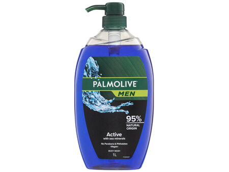 Palmolive Men Body Wash 1L, Active With Sea Minerals, No Parabens Phthalates or Alcohol