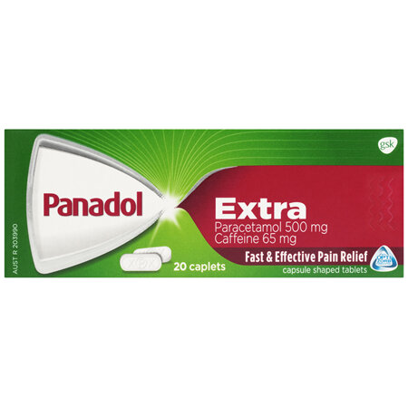 Panadol Extra for Pain Relief, Paracetamol & Caffeine - 500mg 20 Caplets