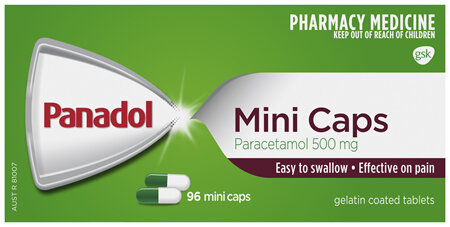 Panadol Mini Caps for Pain Relief, Paracetamol - 500 mg 96 Mini Caps
