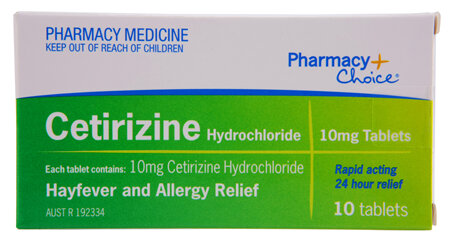 Pharmacy Choice -  Cetirizine Hayfever & Allergy Relief 10 Tablets