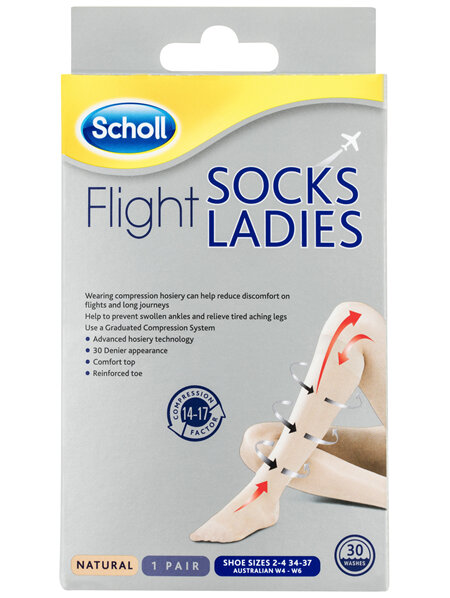 Scholl Flight Socks Compression Hosiery - Natural Small
