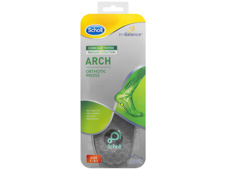 Scholl In-Balance Arch Orthotic Insole Medium Size 7- 8.5