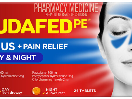 Sudafed PE Sinus + Pain Relief Day & Night Tablets 24 Pack