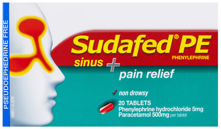 Sudafed PE Sinus + Pain Relief Tablets 20 Pack