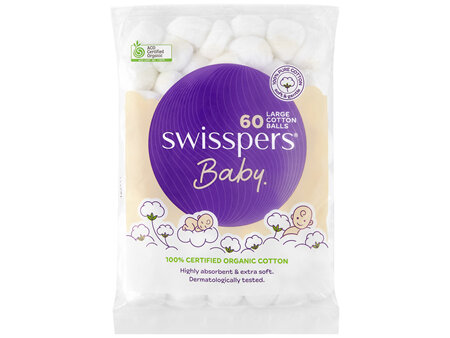 Swisspers Baby Organic Cotton Large Balls 60 Pack