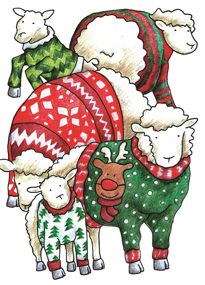 Xmas Cards Nativity and sheep in Jumpers - WhatmakesNZ Ltd Xmas Cards Nativity and sheep in Jumpers - WhatmakesNZ Ltd
