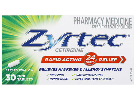 Zyrtec Rapid Acting Hayfever & Allergy Relief Antihistamine Mini Tablets 30 Pack